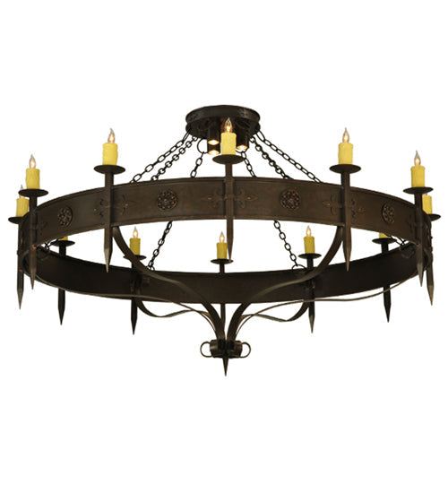 Meyda Lighting Warwick 72" 15-Light Gilded Tobacco Chandelier With Ivory Faux Candlelight