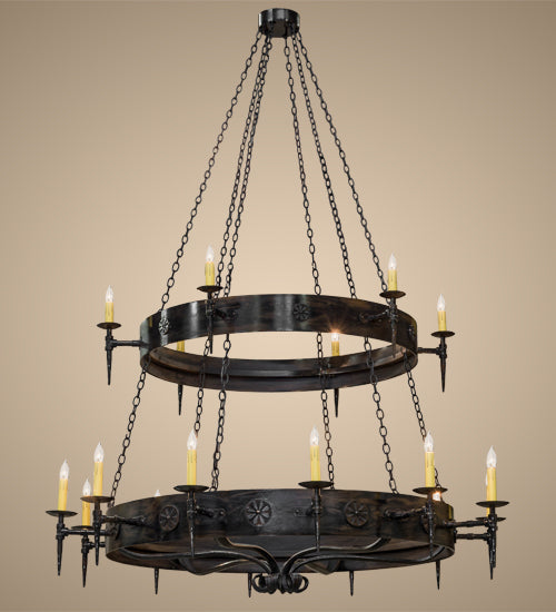 Meyda Lighting Warwick 72" 18-Light 2-Tier Gilded Iron Chandelier