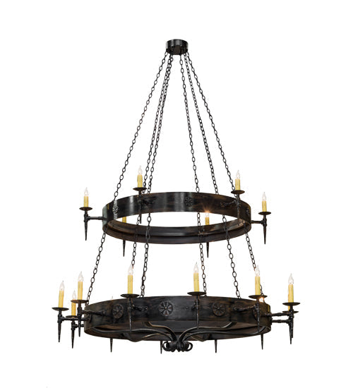 Meyda Lighting Warwick 72" 18-Light 2-Tier Gilded Iron Chandelier