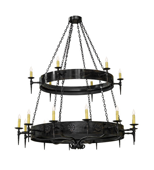 Meyda Lighting Warwick 72" 18-Light 2-Tier Gilded Iron Chandelier