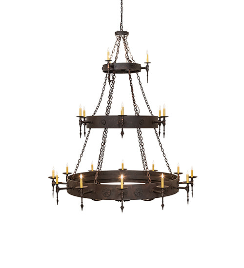 Meyda Lighting Warwick 72" 24-Light 2-Tier Copper Rust Chandelier With Ivory Faux Candlelight
