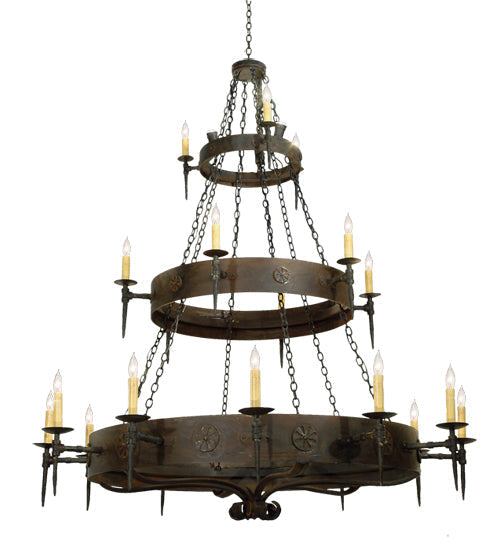 Meyda Lighting Warwick 72" 24-Light 3-Tier Hand Waxed Metal Chandelier