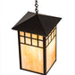 Meyda Lighting Watchtower 19" Craftsman Brown Pendant Light With Beige Iridescent Shade Glass