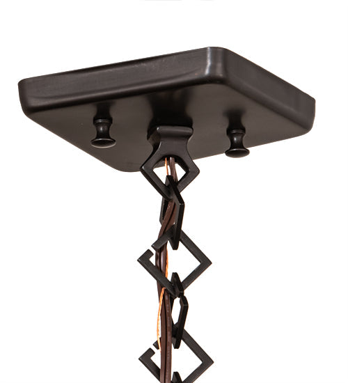 Meyda Lighting Watchtower 19" Craftsman Brown Pendant Light With Beige Iridescent Shade Glass