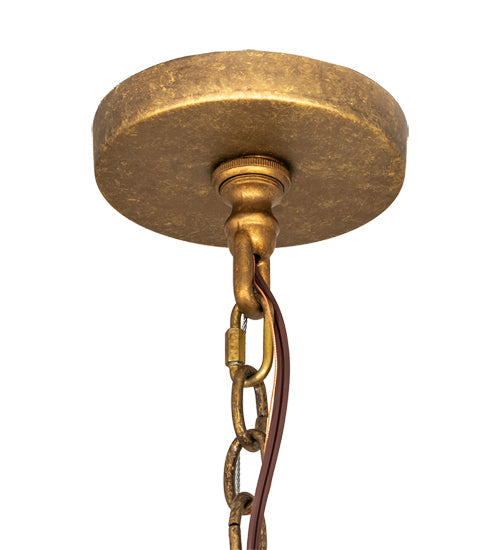 Meyda Lighting Watermere 60" 16-Light Burnished Gold Leaf Pendant Light With Laura White Shade