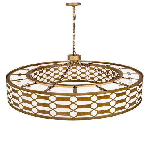 Meyda Lighting Watermere 60" 16-Light Burnished Gold Leaf Pendant Light With Laura White Shade
