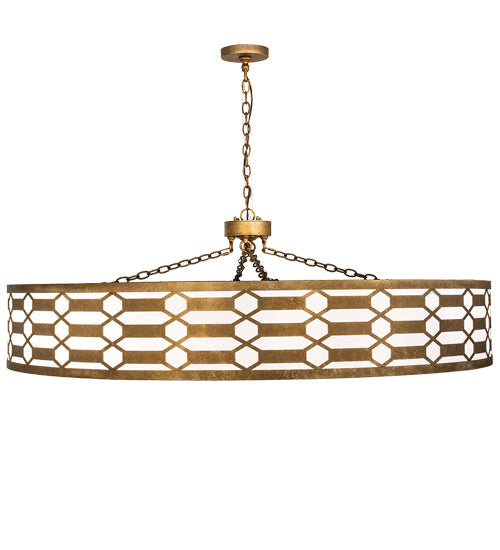 Meyda Lighting Watermere 60" 16-Light Burnished Gold Leaf Pendant Light With Laura White Shade