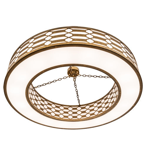Meyda Lighting Watermere 60" 16-Light Burnished Gold Leaf Pendant Light With Laura White Shade