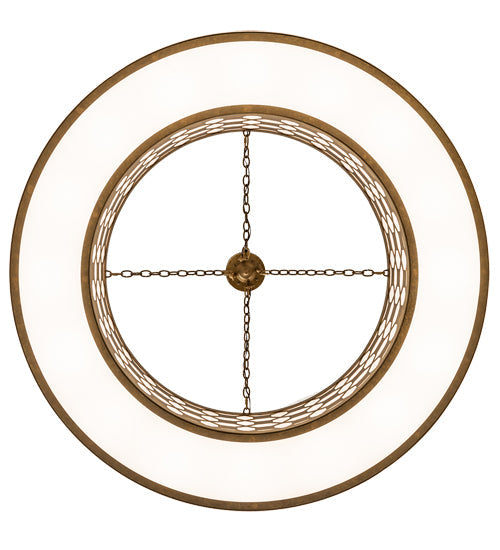 Meyda Lighting Watermere 60" 16-Light Burnished Gold Leaf Pendant Light With Laura White Shade