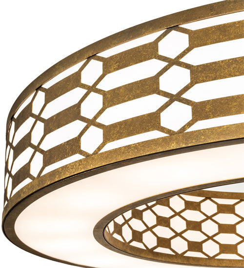 Meyda Lighting Watermere 60" 16-Light Burnished Gold Leaf Pendant Light With Laura White Shade