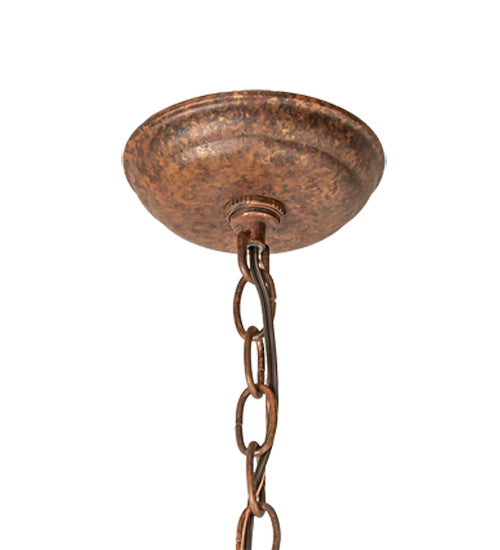 Meyda Lighting Waves 25" 4-Light Hand Painted Rust Inverted Pendant Light With White Statuario Idalight Shade