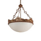 Meyda Lighting Waves 25" 4-Light Hand Painted Rust Inverted Pendant Light With White Statuario Idalight Shade