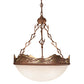 Meyda Lighting Waves 25" 4-Light Hand Painted Rust Inverted Pendant Light With White Statuario Idalight Shade