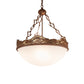 Meyda Lighting Waves 25" 4-Light Hand Painted Rust Inverted Pendant Light With White Statuario Idalight Shade