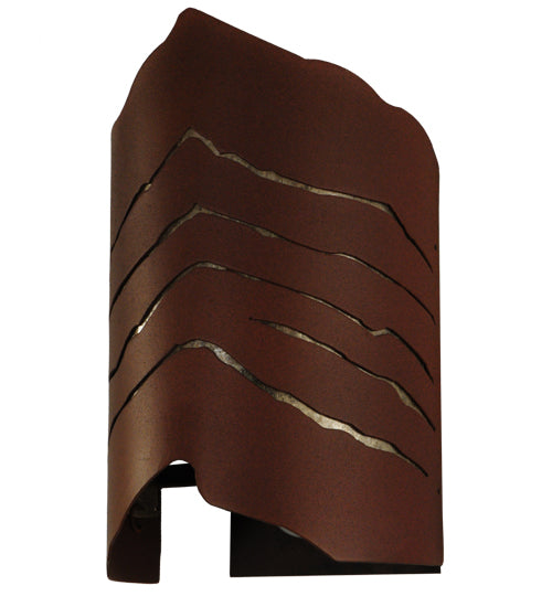 Meyda Lighting Wavey 10" 2-Light Red Rust Wall Sconce With Silver Mica Shade Glass