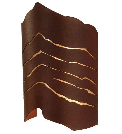 Meyda Lighting Wavey 10" 2-Light Red Rust Wall Sconce With Silver Mica Shade Glass