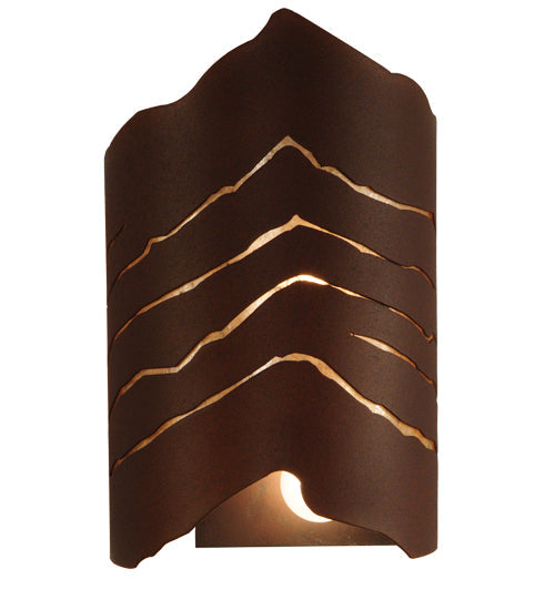 Meyda Lighting Wavey 10" 2-Light Red Rust Wall Sconce With Silver Mica Shade Glass