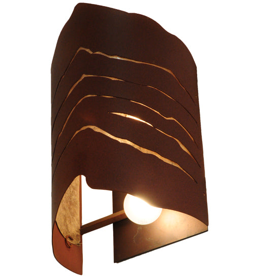 Meyda Lighting Wavey 10" 2-Light Red Rust Wall Sconce With Silver Mica Shade Glass
