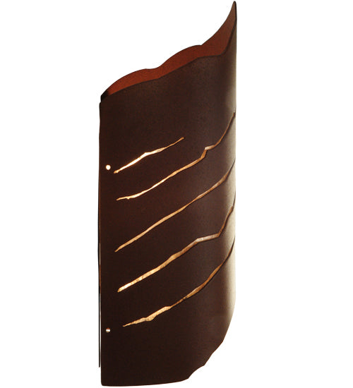 Meyda Lighting Wavey 10" 2-Light Red Rust Wall Sconce With Silver Mica Shade Glass