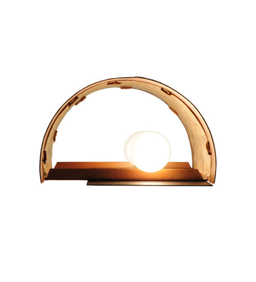 Meyda Lighting Wavey 10" 2-Light Red Rust Wall Sconce With Silver Mica Shade Glass