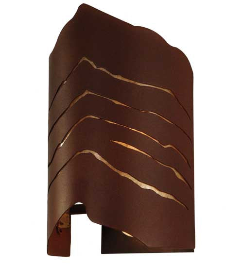Meyda Lighting Wavey 10" 2-Light Red Rust Wall Sconce With Silver Mica Shade Glass