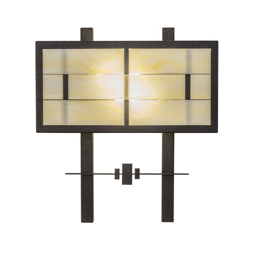 Meyda Lighting Weaved Idalight 18" 2-Light Chestnut Wall Sconce With Botticino Idalight Shade