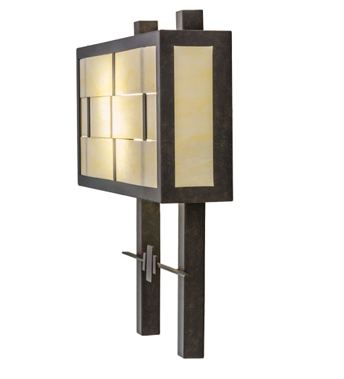 Meyda Lighting Weaved Idalight 18" 2-Light Chestnut Wall Sconce With Botticino Idalight Shade