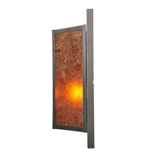 Meyda Lighting Wedge 11" Craftsman Brown Wall Sconce With Amber Mica Shade Glass