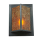 Meyda Lighting Wedge 11" Craftsman Brown Wall Sconce With Amber Mica Shade Glass