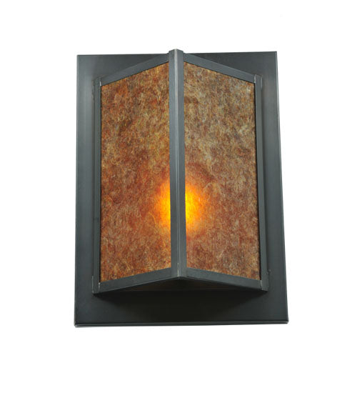 Meyda Lighting Wedge 11" Craftsman Brown Wall Sconce With Amber Mica Shade Glass