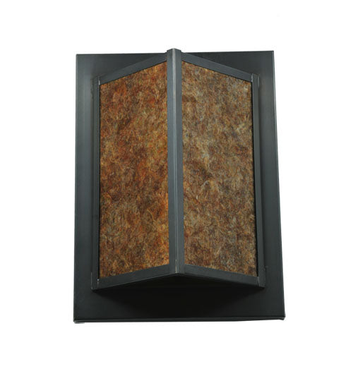 Meyda Lighting Wedge 11" Craftsman Brown Wall Sconce With Amber Mica Shade Glass