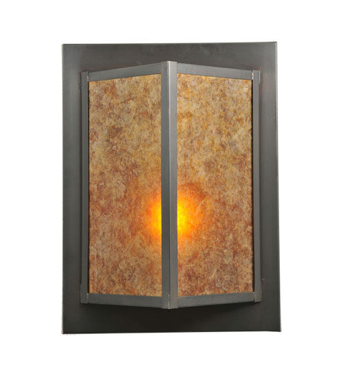 Meyda Lighting Wedge 11" Craftsman Brown Wall Sconce With Amber Mica Shade Glass