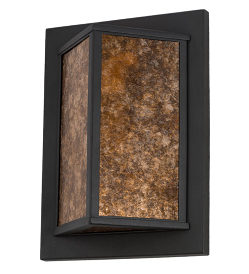 Meyda Lighting Wedge 11" Wrought Iron Wall Sconce With Amber Mica Shade Glass