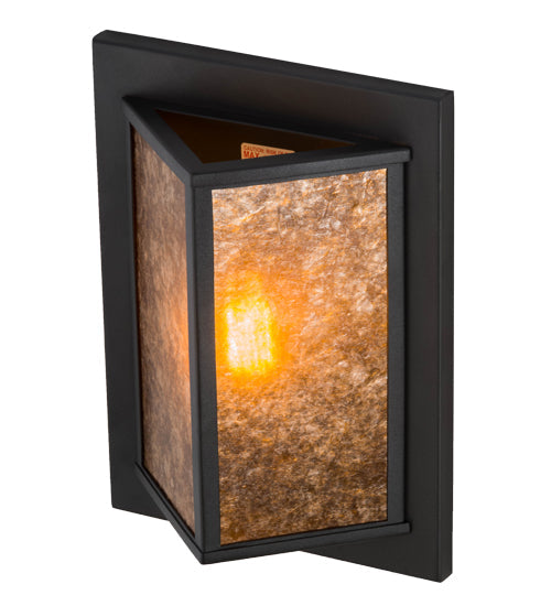 Meyda Lighting Wedge 11" Wrought Iron Wall Sconce With Amber Mica Shade Glass