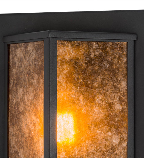 Meyda Lighting Wedge 11" Wrought Iron Wall Sconce With Amber Mica Shade Glass