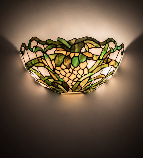 Meyda Lighting Welcome Pineapple 13" 2-Light Craftsman Brown Wall Sconce With Multi-Colored Shade Glass
