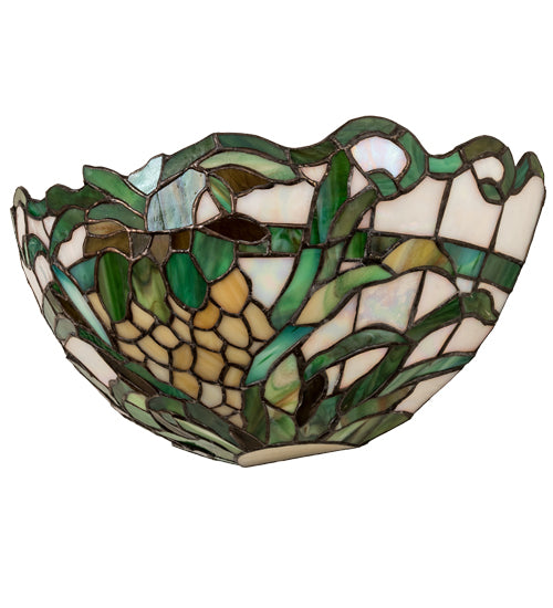 Meyda Lighting Welcome Pineapple 13" 2-Light Craftsman Brown Wall Sconce With Multi-Colored Shade Glass