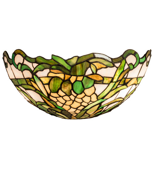 Meyda Lighting Welcome Pineapple 13" 2-Light Craftsman Brown Wall Sconce With Multi-Colored Shade Glass