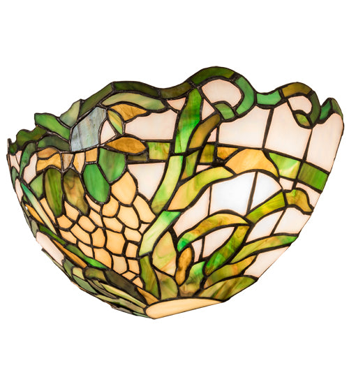 Meyda Lighting Welcome Pineapple 13" 2-Light Craftsman Brown Wall Sconce With Multi-Colored Shade Glass