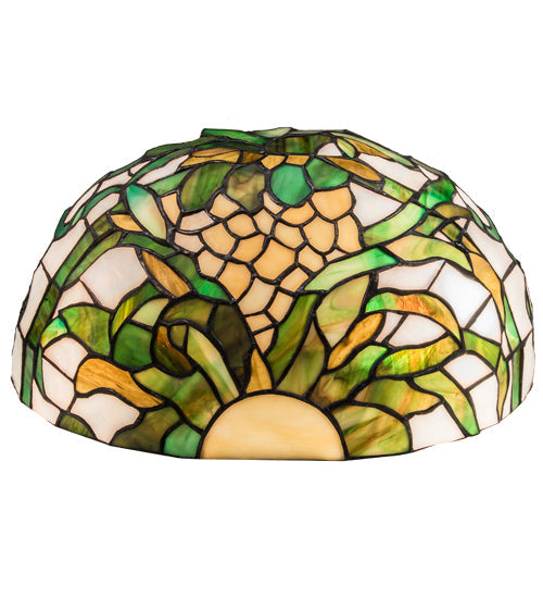 Meyda Lighting Welcome Pineapple 13" 2-Light Craftsman Brown Wall Sconce With Multi-Colored Shade Glass