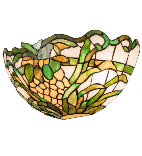 Meyda Lighting Welcome Pineapple 13" 2-Light Craftsman Brown Wall Sconce With Multi-Colored Shade Glass