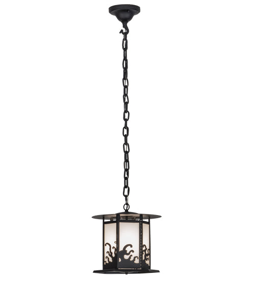Meyda Lighting Wellen 13" Black Pendant Light With White Acrylic Shade