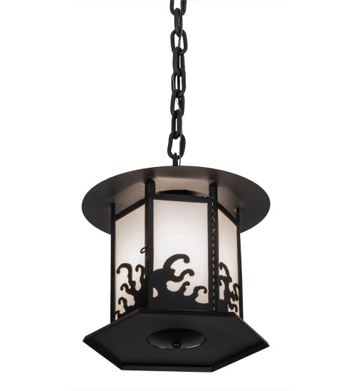 Meyda Lighting Wellen 13" Black Pendant Light With White Acrylic Shade
