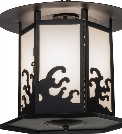 Meyda Lighting Wellen 13" Black Pendant Light With White Acrylic Shade