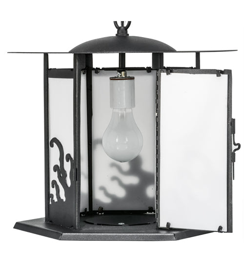 Meyda Lighting Wellen 13" Black Pendant Light With White Acrylic Shade