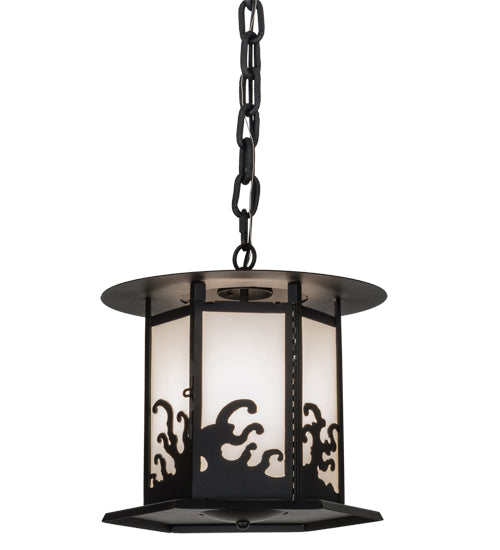 Meyda Lighting Wellen 13" Black Pendant Light With White Acrylic Shade