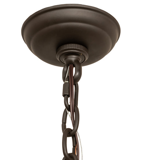 Meyda Lighting Wesleyan 16" Black On Brass Pendant Light With Frosted Clear Shade Glass