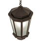 Meyda Lighting Wesleyan 16" Black On Brass Pendant Light With Frosted Clear Shade Glass