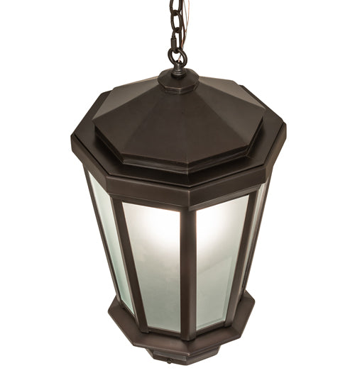 Meyda Lighting Wesleyan 16" Black On Brass Pendant Light With Frosted Clear Shade Glass