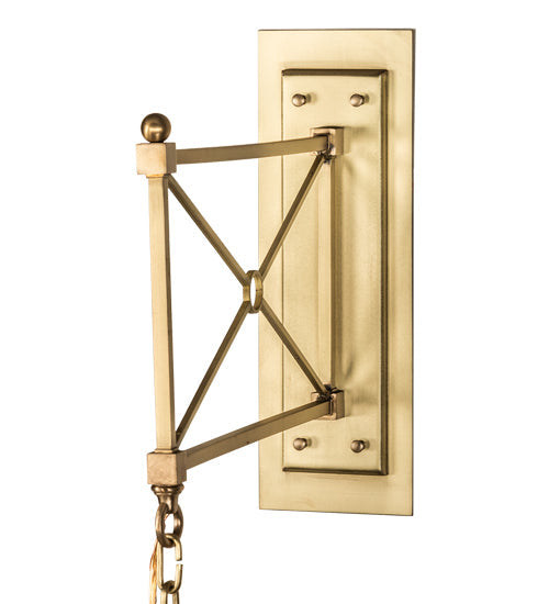 Meyda Lighting Wesleyan 16" Natural Brass Wall Sconce With Frosted Clear Shade Glass
